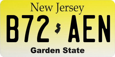 NJ license plate B72AEN