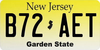 NJ license plate B72AET