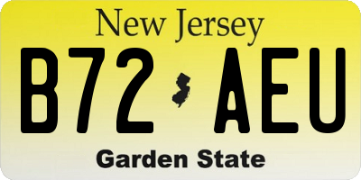 NJ license plate B72AEU