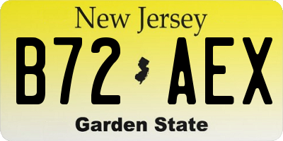 NJ license plate B72AEX