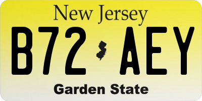 NJ license plate B72AEY