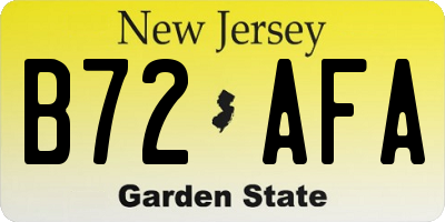 NJ license plate B72AFA