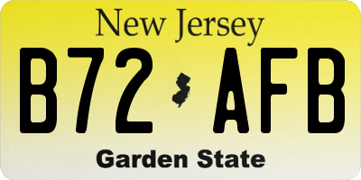 NJ license plate B72AFB