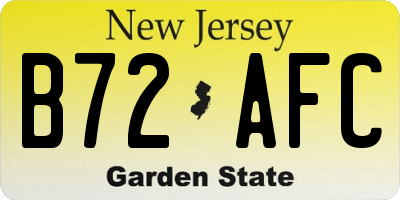 NJ license plate B72AFC