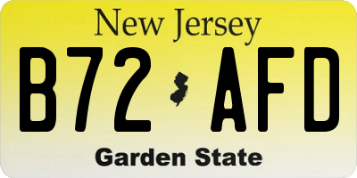 NJ license plate B72AFD