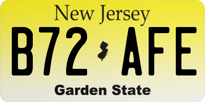 NJ license plate B72AFE