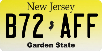 NJ license plate B72AFF
