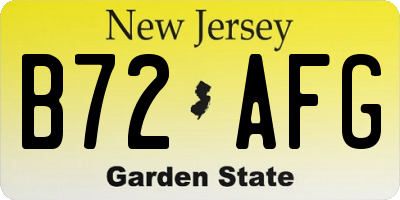 NJ license plate B72AFG