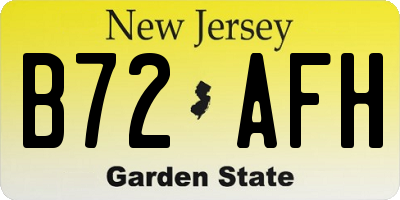 NJ license plate B72AFH