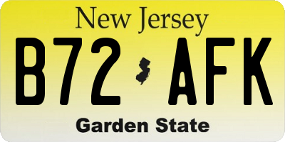 NJ license plate B72AFK