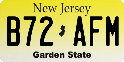 NJ license plate B72AFM