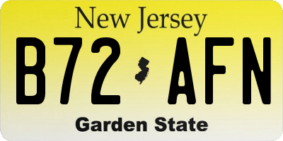 NJ license plate B72AFN