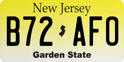 NJ license plate B72AFO