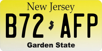 NJ license plate B72AFP