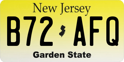 NJ license plate B72AFQ