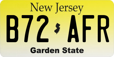 NJ license plate B72AFR