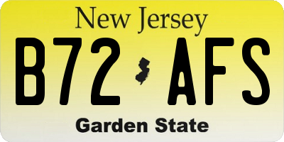 NJ license plate B72AFS