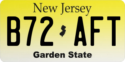 NJ license plate B72AFT
