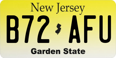 NJ license plate B72AFU