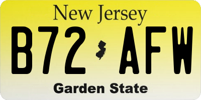 NJ license plate B72AFW