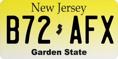 NJ license plate B72AFX