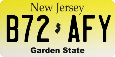 NJ license plate B72AFY