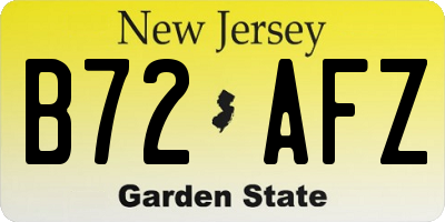 NJ license plate B72AFZ