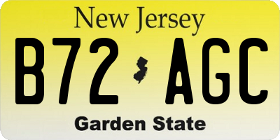 NJ license plate B72AGC