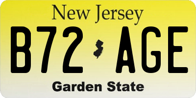 NJ license plate B72AGE