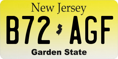 NJ license plate B72AGF