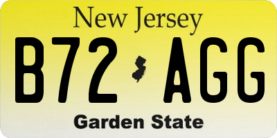 NJ license plate B72AGG