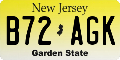 NJ license plate B72AGK
