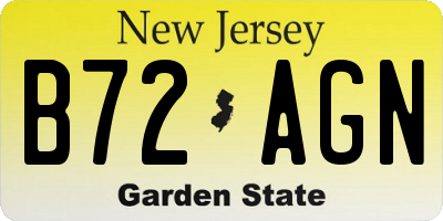 NJ license plate B72AGN