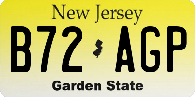 NJ license plate B72AGP