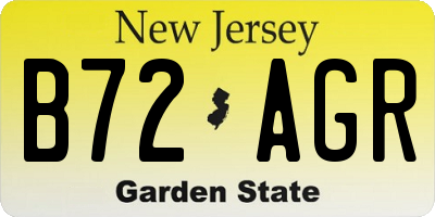 NJ license plate B72AGR