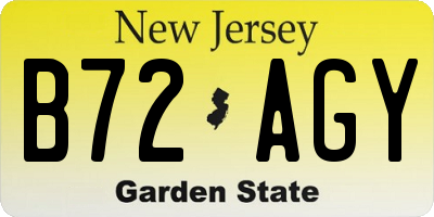 NJ license plate B72AGY