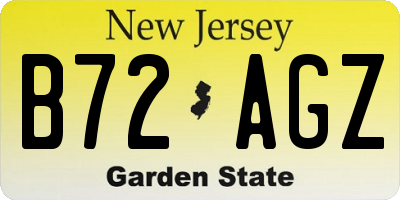 NJ license plate B72AGZ