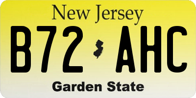 NJ license plate B72AHC