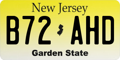 NJ license plate B72AHD