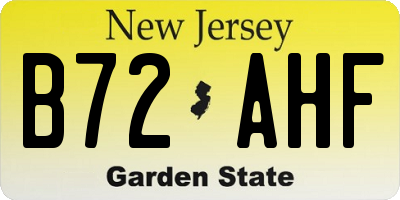 NJ license plate B72AHF