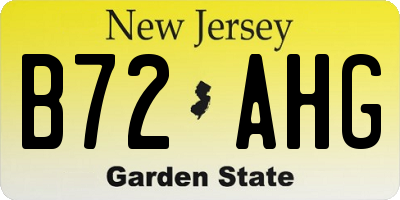 NJ license plate B72AHG