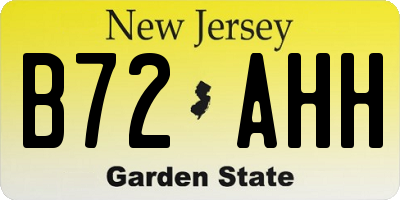NJ license plate B72AHH
