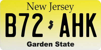 NJ license plate B72AHK