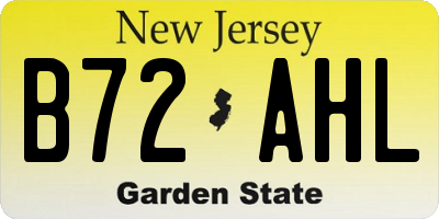 NJ license plate B72AHL