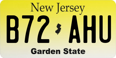NJ license plate B72AHU