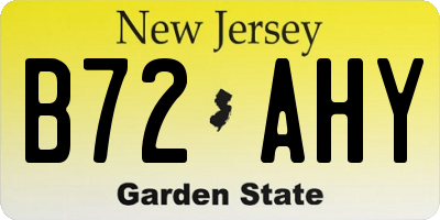 NJ license plate B72AHY