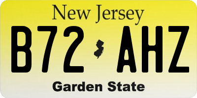 NJ license plate B72AHZ