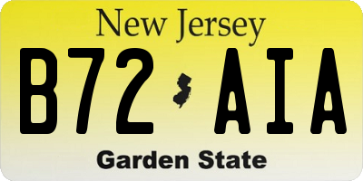 NJ license plate B72AIA