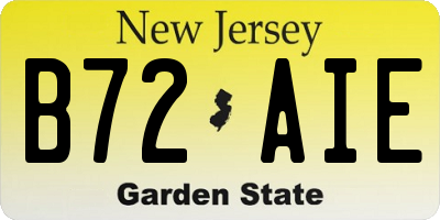 NJ license plate B72AIE