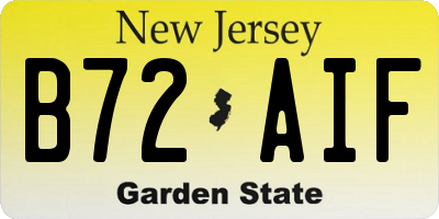 NJ license plate B72AIF